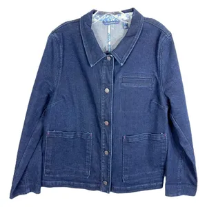 Isaac Mizrahi Medium Denim Jacket Navy Blue Hot Pink Accents‎ Button Down 302 thumbnail 1