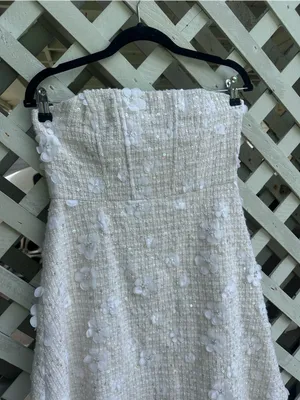 Free People Anthropologie Sundream Strapless Tweed Floral Mini Dress thumbnail 10