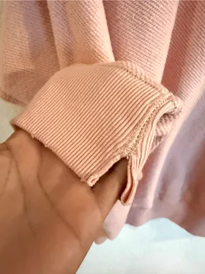 NWT AERIE Womens Top Pink Raglan Diagnal Weave Long Sleeve Pull Over Size Medium thumbnail 6