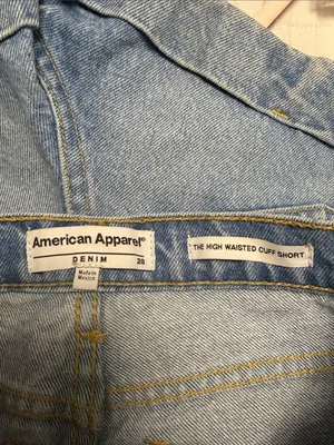 American Apparel Light Wash Denim High-Rise Roll Cuff Shorts thumbnail 7