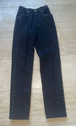 Vintage Lawman Jeans Sides‎ Studded Slim Fit Western Black VTG Size 9 thumbnail 1