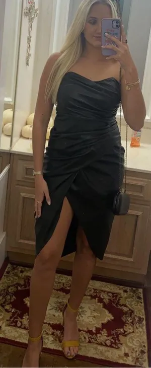 DO+BE Black Leather MIDI Dress thumbnail 2