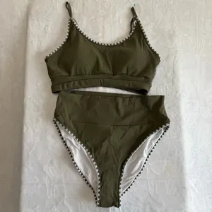 NEW Women's Olive Green Two Piece High Waist Bikini Swimsuit Size L #26045 thumbnail 2