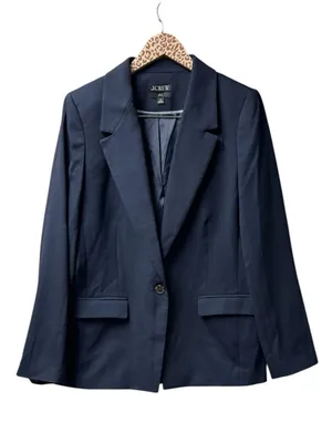 J. Crew Willa Blazer Italian City Wool Blend Jacket Navy Blue 12T TALL BK023 thumbnail 2