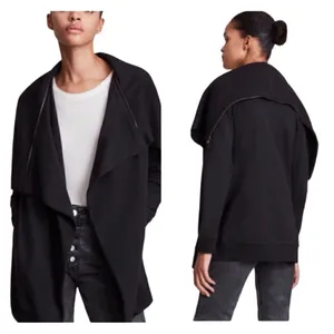 All Saints Dahlia black asymmetrical convertible sweatshirt jacket XS‎ thumbnail 9