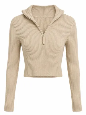 Aerie Cream Cropped Knit Sweater Pullover M thumbnail 2