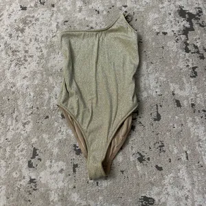 Triangl Gold Sparkle One Shoulder One Piece Swimsuit thumbnail 2