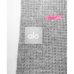 Alo Cashmere High-Waist Plush Waffle Pants Athletic Heather Grey Hi-Rise Sweater thumbnail 9