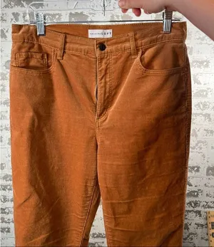 Loft | women Orange corduroy straight leg pants thumbnail 1