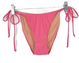 NWT J. Crew Curved-Waist Cheeky String Bikini Bottom with Beads Pink Size Small thumbnail 1
