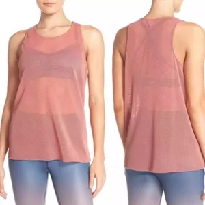 Alo Yoga Lucid Tank Top Size Large Pink Mesh Sheer Breathable Workout Coverup thumbnail 3