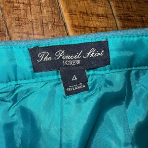 J Crew The Pencil business casual size 4 blue wool blend skirt thumbnail 2