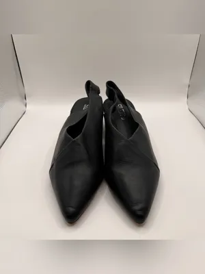 Silent D Anthropologie black leather slingback pointed toe block heel 39 US8.5 thumbnail 5