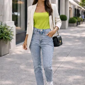 ZARA Lime Green Square Neck Bodysuit | Stretchy Minimal Chic | Size S thumbnail 2