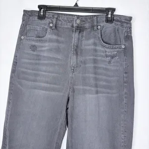 American Eagle Black Mom Straight Distressed Jeans thumbnail 7