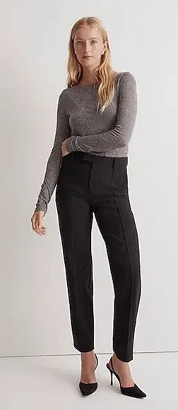 Madewell Pants Womens 4 Black The Fairbanks Mid Rise Office‎ Minimal NO085 thumbnail 1