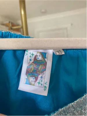 Queen of Sparkles Metallic Crop Top Blue Puff Sleeve XS Festival Party Glam Boho thumbnail 5