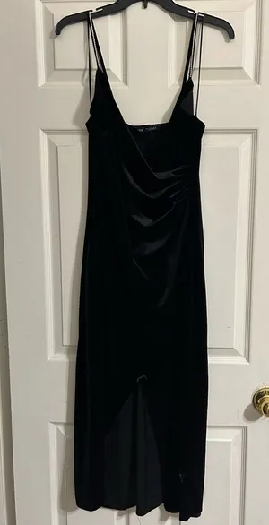ZARA black velvet dress thumbnail 1