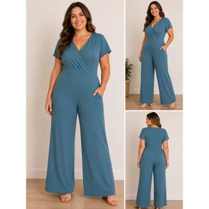 Halara Teal Blue V-Neck Wrap Maxi Dress Short Sleeve Pockets Plus Size 3X 780793 thumbnail 2