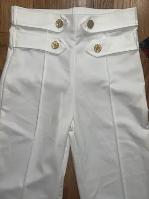 Sensational Collection White High-Waist Sailor Style Wide Leg Pants Large NWT thumbnail 2