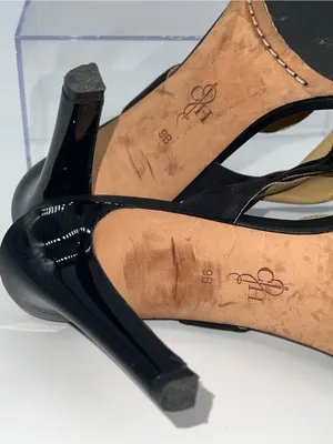Cole Haan Women's Strappy High Heel Black Leather, Patent and Suede Sandals-Sz 9 thumbnail 8