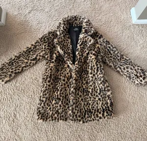 Angie Leopard Print Faux Fur Teddy Jacket - Black, Tan, Brown thumbnail 1