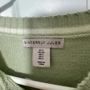 Pickleball League Hamptons Embroidered Sweater Sincerely Jules Womens S Green thumbnail 3