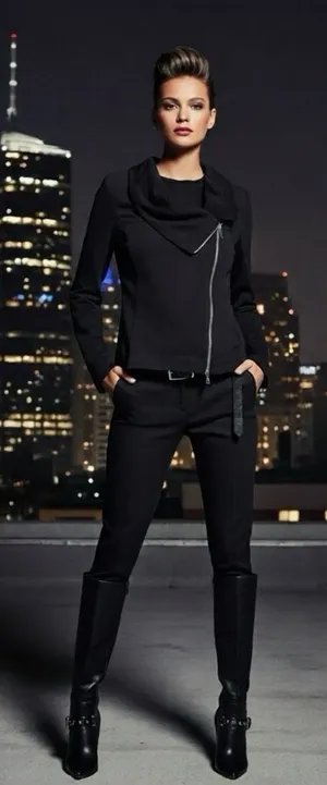 *30off3* Women's Black Asymmetrical‎ Zip Jacket Size M Casual thumbnail 1
