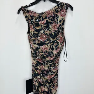 Lulus Mizela Black Floral Mesh One-Shoulder Midi Dress Party Stretchy Small NWT thumbnail 11