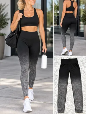 💥Gymshark Ombré Seamless High Rise Leggings Black Gray Gradient Sz S 💚 thumbnail 2