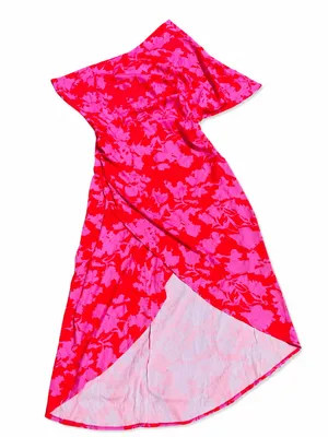 Pink Abstract Floral Wrap Maxi Dress XL Resort Vacation dopamine dressing thumbnail 3