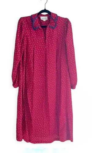 Samantha Vintage Wine Red Blue Paisley Midi Dress Women’s Size Small thumbnail 1