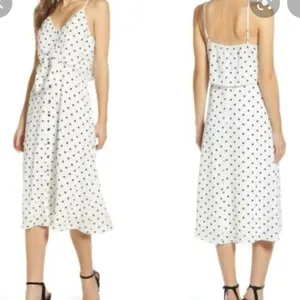 Bp Nordstrom NWT black dot tie front midi dress small thumbnail 2