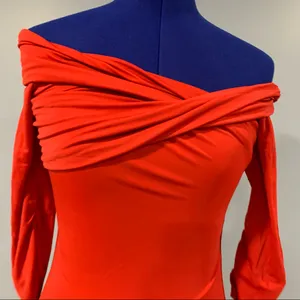 Majorelle Revolve Cypress Red Off Shoulder Long Sleeve Mini Dress thumbnail 3