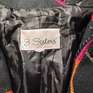 VTG 90s 3‎ Sisters Abstract Open Blazer 3D Stitching Embroidered Womens L USA thumbnail 6