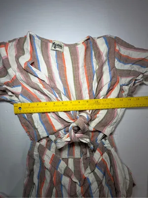 Show Me Your MuMu Striped Tie-Front Jumpsuit in Cream, Rust, Blue, Olive thumbnail 5