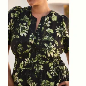 Anthropologie The Somerset Maxi Dress Black Green Floral Cotton Size S thumbnail 4