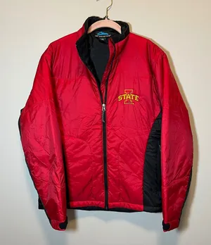 Tri-Mountain Iowa State Cyclones Jacket Women's Small Red Black Puffer Full Zip thumbnail 1