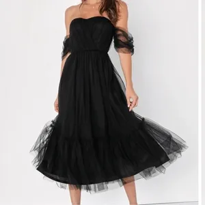 Lulus Divine Dreamer Off the Shoulder Tiered Midi Dress, Black,‎ Small, NWT thumbnail 2