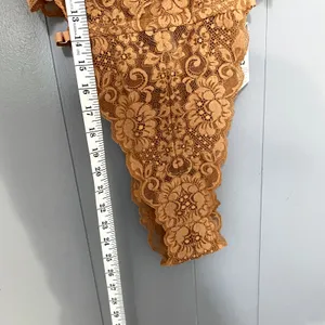 NEW Free People HAH Brown Sugar Cut to the Chase Lace V-neck Boho Bodysuit XS thumbnail 5