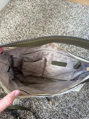 Michael Kors Aria Shoulder Bag Gold Hardware Green and Cream thumbnail 5