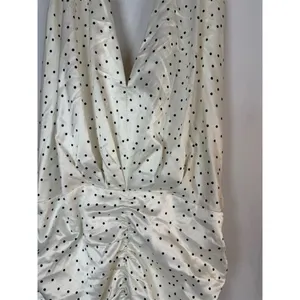 Zara Dress Womens Size S Ivory Polka Dot Halter Ruched Bodycon Midi thumbnail 4