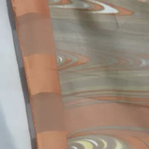 Vintage 70s 80s Abstract Marbled Sheer Square Scarf Rust Olive Silk Feel thumbnail 4