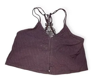 Aerie Womens brown ribbed appliqué longline bralette thumbnail 1