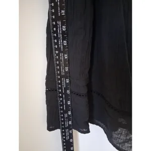 ELAN Black Off Shoulder Mini Dress Ballooo Sleeve Tunic size S 100% Cotton Gauze thumbnail 6