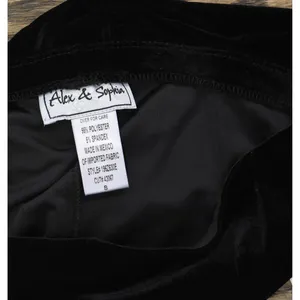 NWT Alex & Sophia Juniors High Rise Front Slit Wide Leg Velvet Pants Black S thumbnail 7