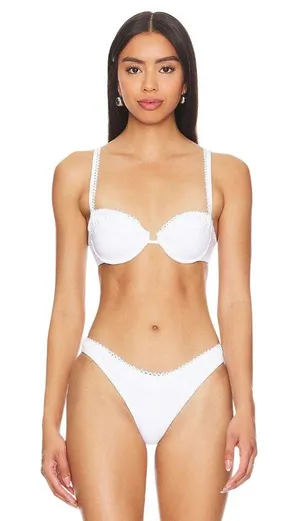 PEIXOTO Kallie Bikini Top in White Medium New Womens Swim thumbnail 1