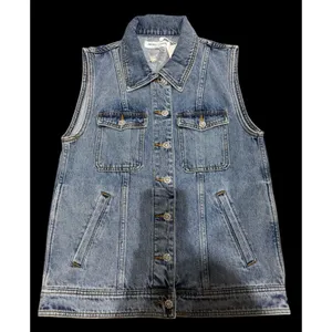 NWT Amanda Uprichard Greyson Denim Vest Rhinestone Button Sleeveless XS $180‎ thumbnail 6