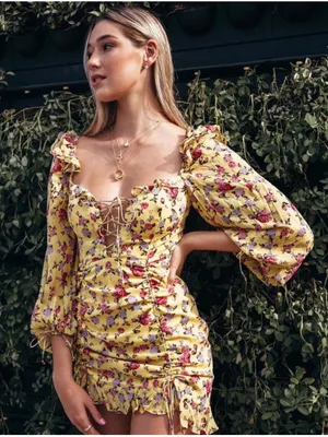 For Love & Lemons Viral Beaumont Silk Floral Mini Dress size Medium $298 thumbnail 1