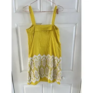 Anthropologie‎ Floreat Yellow and White Lace Cloud Dress Sleeveless Size 4 thumbnail 4